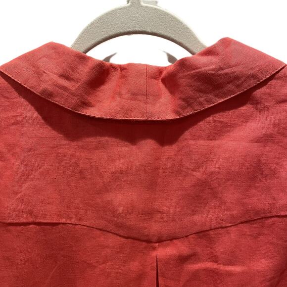 Fuchsia Coral Linen Shirt by Grace Elements, 20W‎ Pintuck Front Pleated Hem - Picture 7 of 13